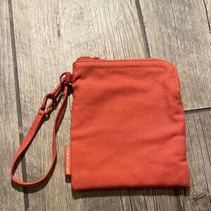 Dagne Dover Coral Canvas Wristlet Pouch with Strap
